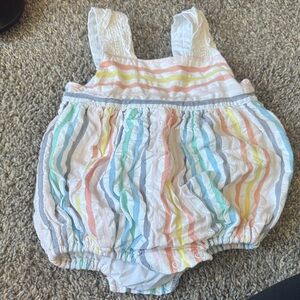 The Beaufort Bonnet Company Pastel Rainbow Striped Baby Bubble Romper